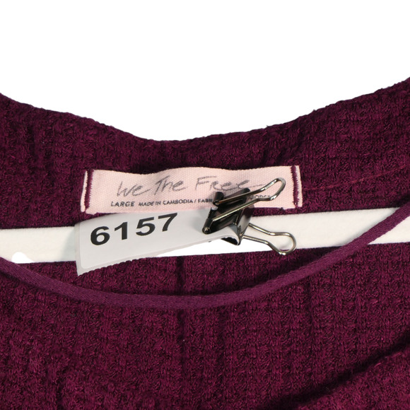 We The Free People Thermal Sweater Womens Large Burgundy Oversized Indie Soft - Picture 8 of 8